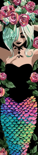 Free mermaid bookmark featuring a mermaid with a colorful skirt